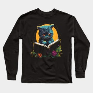 Exotic Shorthair Reads Book Long Sleeve T-Shirt